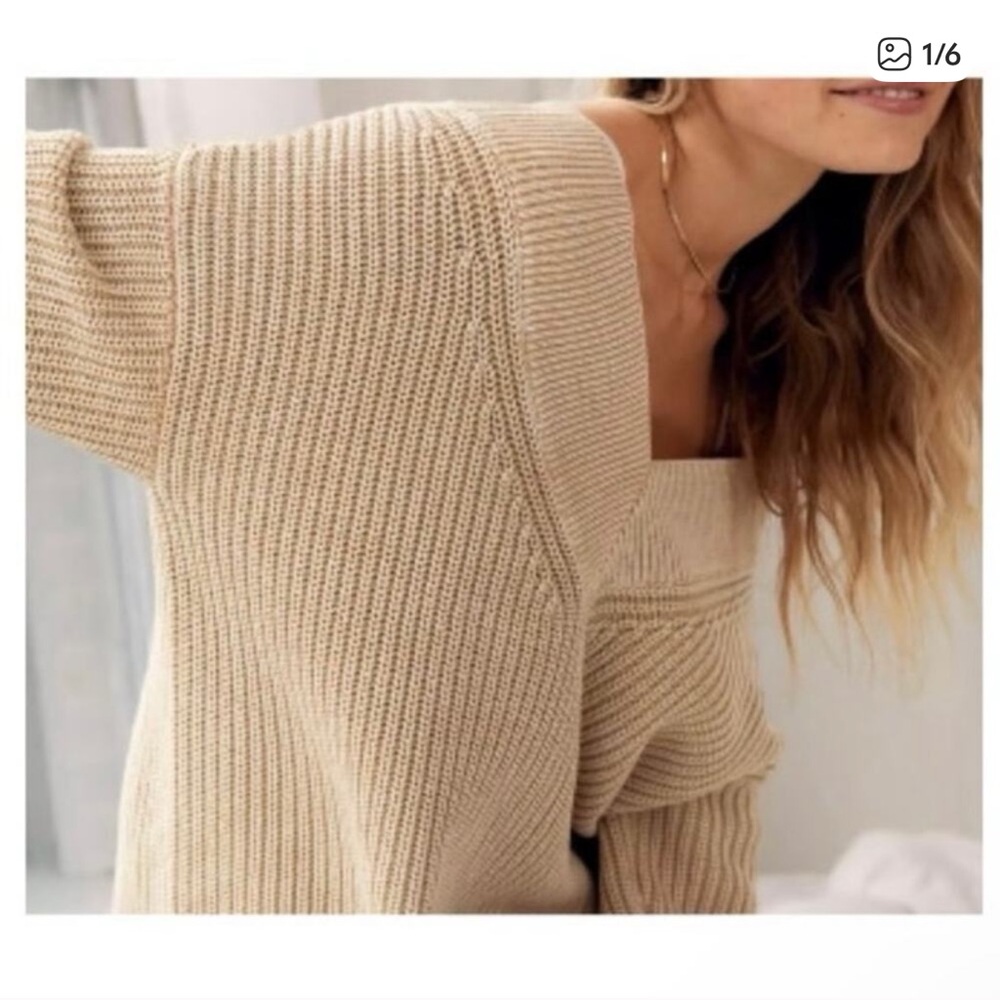 Aerie pullover v neck‎ chunky sweater sz extra small
